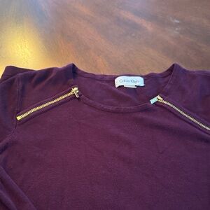 Calvin Klein Deep Purple Shirt with Gold Accents